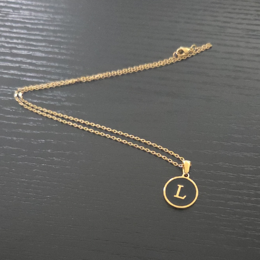 18K Gold Plated Stainless Steel Initial Pendant Necklace